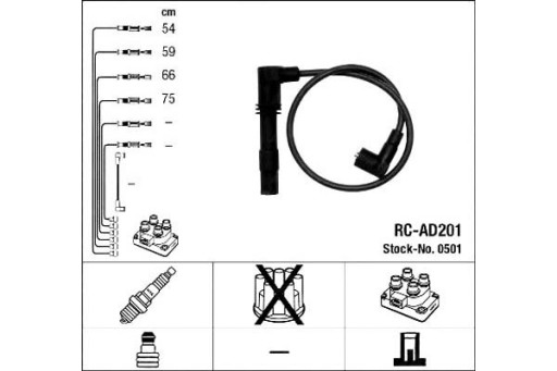 501/ZAW - Комплект кабелей зажигания ngk audi skoda vw rc-ad201