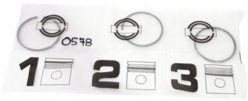 0739 - Поршневые кольца Aixam KUBOTA Z402 номинальные
