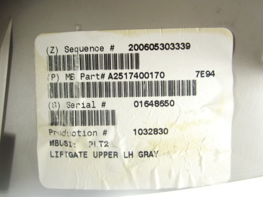 cover of the rear rear part bonnet left Mercedes R-klasa W251