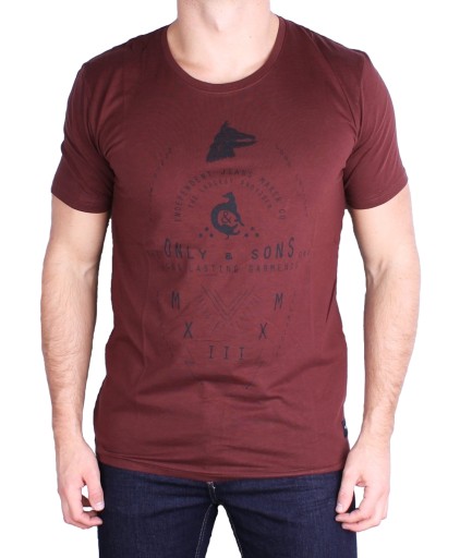 ONLY SONS koszulka BORDOWA t-shirt VINTAGE nowy L 9458727317 Odzież Męska T-shirty RM JMBTRM-4