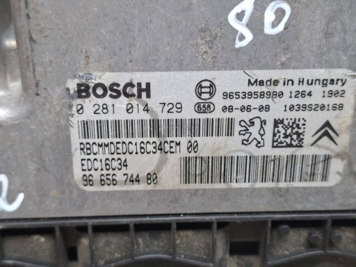 Centralina Motore 9653958980 9665674480 0281014729 Citroen Peugeot 1.6 HDI