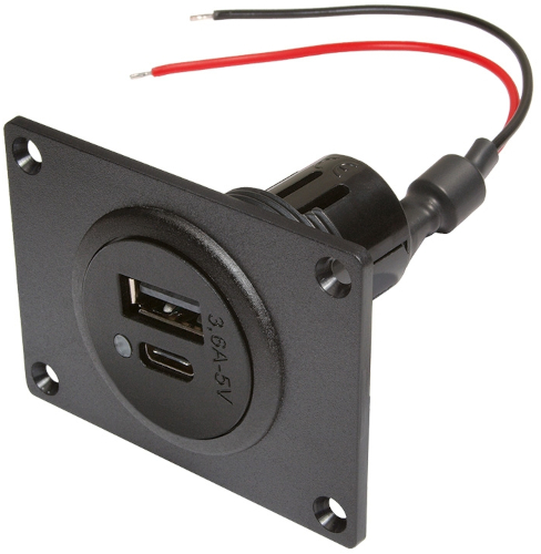 67342500 - ВНУТРЕННЯЯ ДВОЙНАЯ РАЗЪЕМКА USB C/A + МОНТАЖНАЯ ПЛАСТИНА 12-24 В 5 Вт 3,6 А