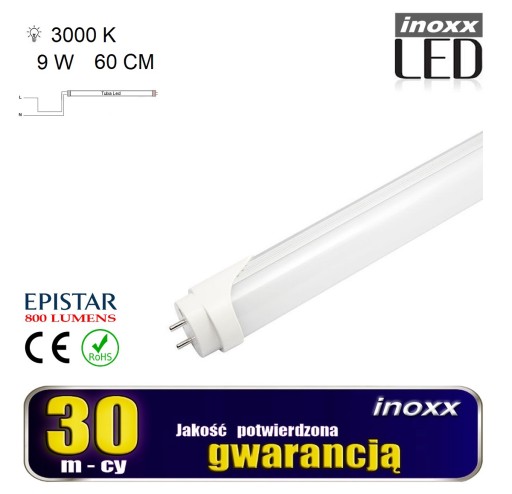 LED žiarivka 60cm 9w t8 3000k g13 jednostranná teplá