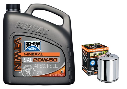 BEL-RAY V-TWIN OIL 20W50 4L MINERAL + FILRT HF170CRC для SPORTSTER SOFTAIL