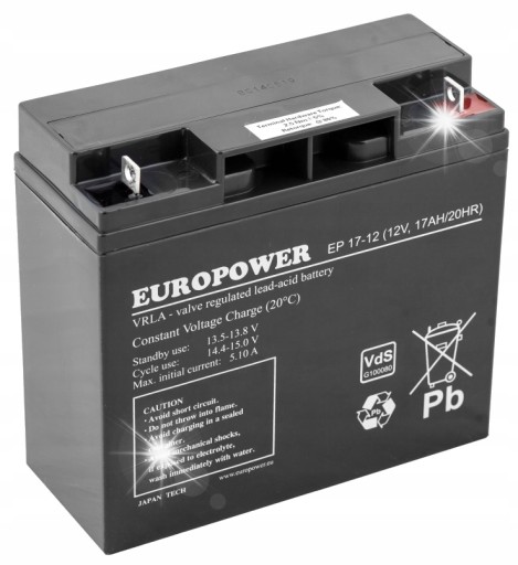 Акумулятор europower ep 12v 17ah ep 17-12