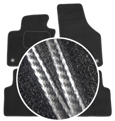 Автомобильный бархат ЧЕРНЫЙ + КАРБОН - КОМПЛЕКТ ковриков на 5 человек. + СЕКундомеры