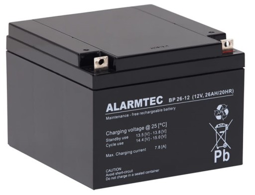 Аккумулятор agm battery vrla alarmtec bp 12v 26ah bp26-12 bp26 панель управления ибп