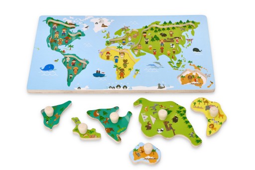 Дерев'яний пазл з ручками Adam Toys World Map