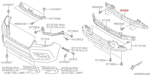 57711XC00A9P - БАЛКА ПЕРЕДНЕГО БАМПЕРА SUBARU ASCENT ОРИГИНАЛ