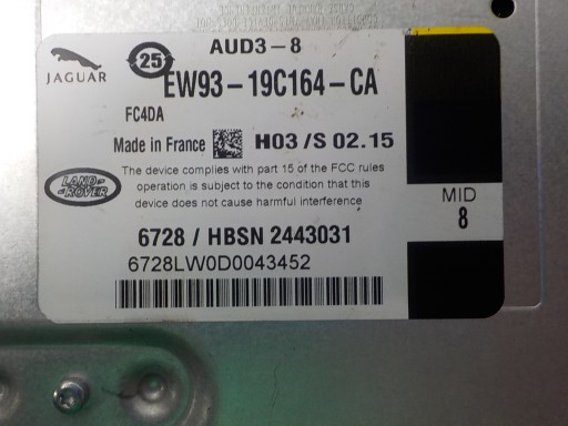 JAGUAR XF amplifier RADIA EW93-19C164-CA