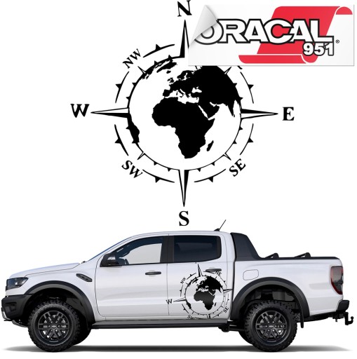 2X наклейка карта мира Роза ветров компас 94x94