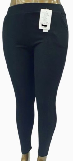 Spodnie wyszczuplające legginsy z kieszeniami czarne lekko ocieplane r. 4XL  14737116794 - Allegro.pl