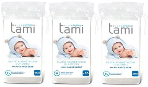 3× Косметичні подушечки Tami MyBaby квадратні 60 шт.