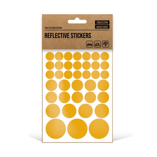 КРУГЛІ жовті світловідбиваючі наклейки на велосипед і шолом