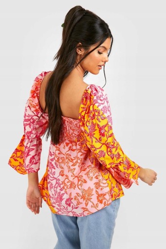 Boohoo NG2 dnt tehotenská blúzka zvlnenie floral print XL