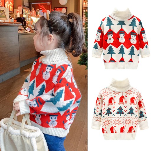 Dziewczęce świąteczne swetry na drutach zimowych 12860124851 - Allegro.pl