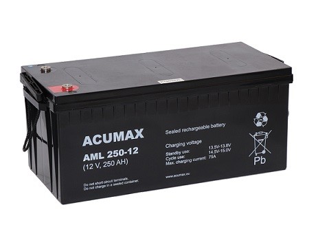 Аккумулятор aml 250-12 (12 в, 250 ач) acumax для буферной работы