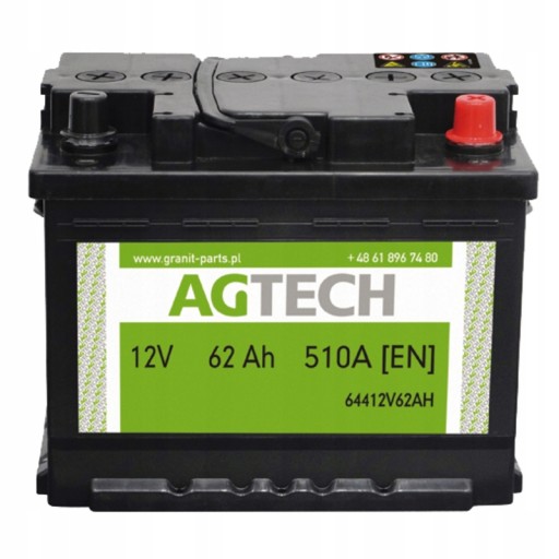 64412V62AH - Аккумулятор 12V 62AH 510A, польский Agtech