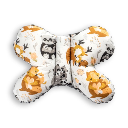 Протиударна подушка Lobli метелик, відтінки сірий і сріблястий