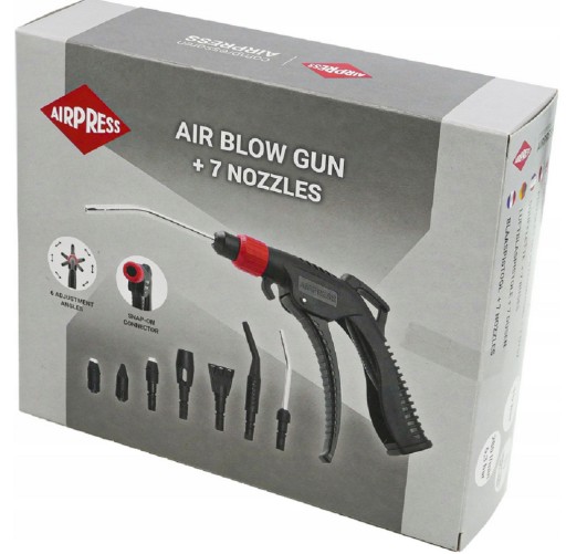 Пистолет для продувки 7 насадок 11 бар 1/4' AIRPRESS
