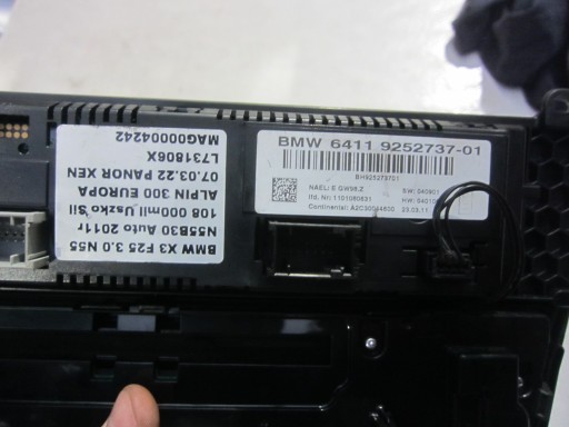 BMW F25 X3 PANEL of the air conditioning of control 9287629