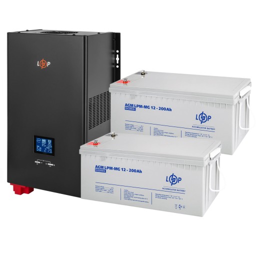 Комплект аварійного джерела живлення дбж + 2x гелевий акумулятор 3600ва 2500вт 4800вт/год