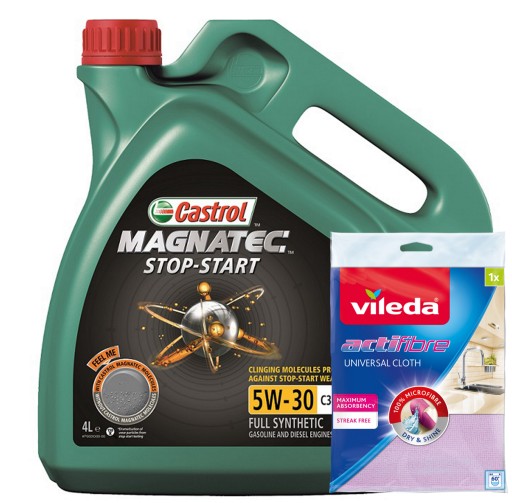 Castrol Magnatec Стоп-Старт 5W-30 C3 4L + Vileda