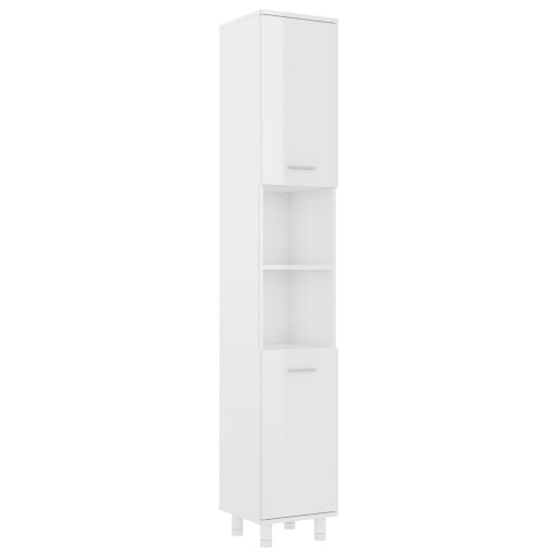 vidaXL Kúpeľňová skrinka, vysoký lesk, biela, 30x30x179 cm, doska