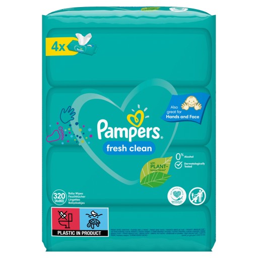 Pampers Fresh Clean Chusteczki 4 opakowania = 320 chusteczek