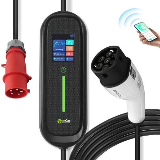Мобільний зарядний пристрій 11 квт, wallbox type 2 - потужність cee 16a, для електромобілів phev 5м