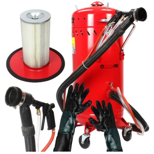 МОБІЛЬНИЙ СИФОН SANDBLASTER 105L БЕЗПИЛОВИЙ ПИЛОСОМ 1200W + РУКАВИЧКИ