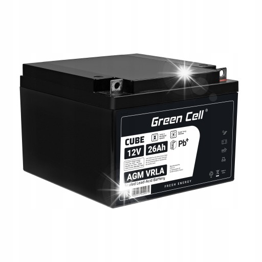 Батарея agm vrla green cell 12v 26ah човни сонячні батареї візки upsy світлодіоди