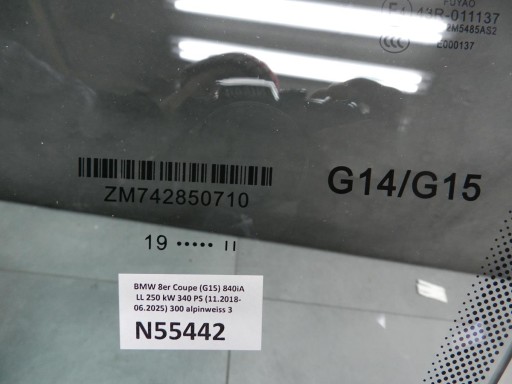 BMW 8 G15 window door left 2019