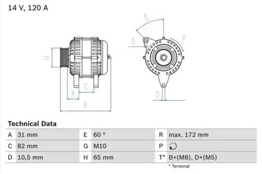Генератор 120a 0 986 038 180 bosch audi a4 a6 b5