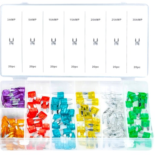 KD1301 - АВТОМОБІЛЬНІ ЗАПОБІЖНИКИ НАБІР 140ШТ 3А-30А МІНІ