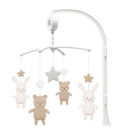 Музична шкатулка карусель з ручкою плюшевий ведмедик/кролик Jabadaba