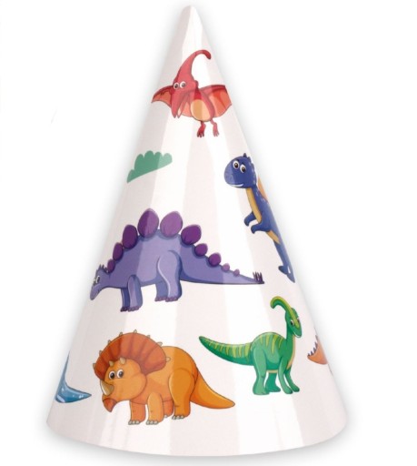 ПАПЕРОВІ ШАПКИ ДІНО НА ДЕНЬ НАРОДЖЕННЯ, ДИНОЗАВРИКИ, 6 ШТ