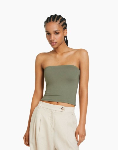 BERSHKA CROP TOP VONKAJŠIE RAMENÁ X4J XXJ__S