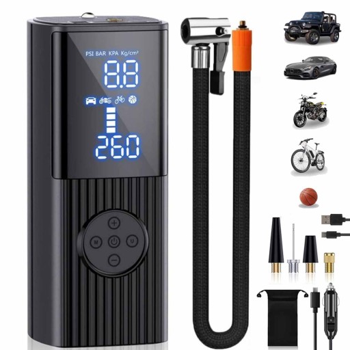 МІНІ ЕЛЕКТРИЧНИЙ НАСОС З АКУМУЛЯТОРОМ 150psi 6000mAh АВТОМОБІЛЬНИЙ КОМПРЕСОР