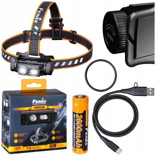 Налобний ліхтар FENIX HM60R 1200LM дальність 116m
