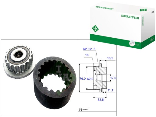 535 0186 - Шкив ina с гибкой втулкой vw california t5 camper multivan