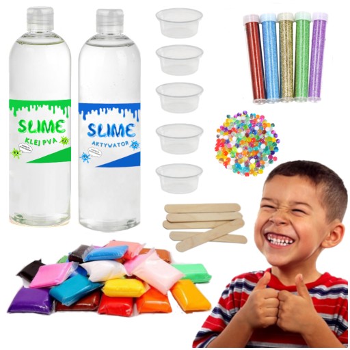 НАБІР КЛЕЙ ПВА СЛАЙМ 6 в 1 ДЛЯ ВИГОТОВЛЕННЯ ГЛЮТІВ 1Л