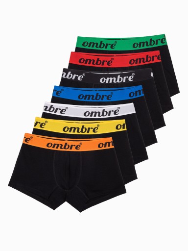 Pánske boxerky bavlna s kontrastnou gumou 7-pack čierne V1 OM-UNBO-0100 L