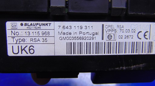 PANEL centralina OPEL ZAFIRA B 05-14 anno