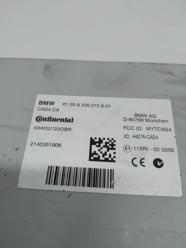 module CAS 9339272 Bmw Seria 6 III (2012-2018) F06 Gran Coupe