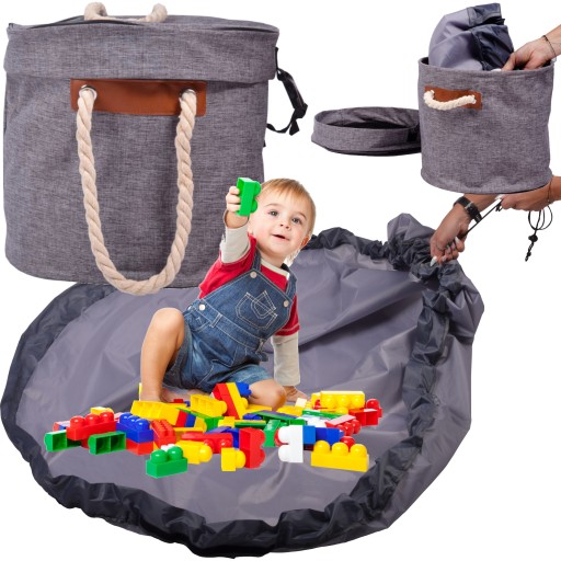 Кошик для іграшок з килимком Wobell 1014 32х28 см сірий