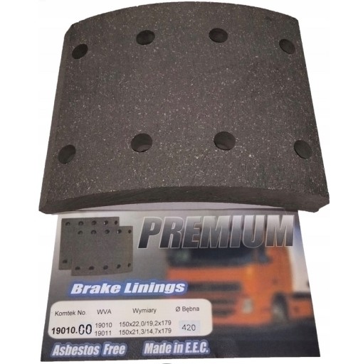 19010,00 - DAF 95XF 75-85CF 65 ГАЛЬМІВНІ НАКЛАДКИ WVA 19010