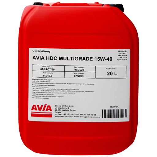 PREMIUM AVIA OIL 15W40 CI-4 SHPD EURO5 E7 20л