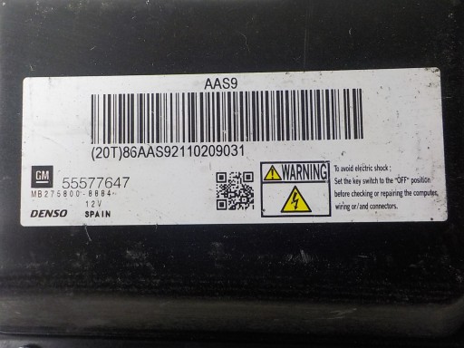 OPEL ASTRA J computer control unit 55577647 MB275800-8884