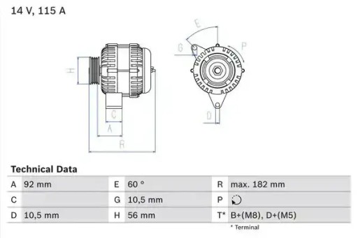 Генератор 115a 0 986 041 120 bosch mercedes puch